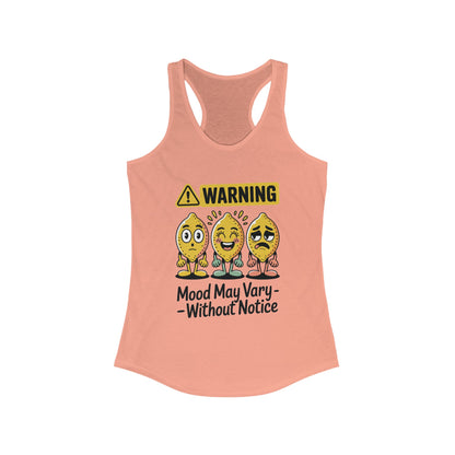 Warning Mood Vary Tank Top, Women's Sleeveless Shirt, Summer Casual Tee, Cute Graphic Racerback, Gift for Her