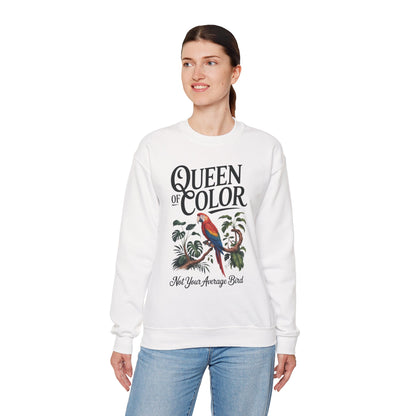 Vibrant Crewneck Womens Sweatshirt, Colorful Apparel, Bird Design, Cozy Layering, Gift for Nature Lovers, Fun Fashion