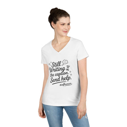 Funny Influencer Womens V-Neck T-Shirt, Social Media Tee, Funny Tee for Creatives, Gift Social Media Lovers, Fun Gift for Content Creators
