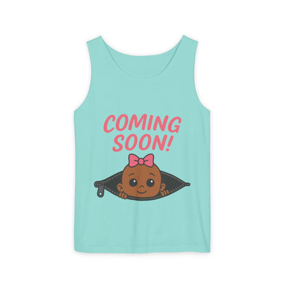 Coming Soon Maternity  Tank Top, Cute Baby Girl Pregnancy Announcement Shirt, Expecting Mom Gift, Gender Reveal Tank, Baby Shower Gift