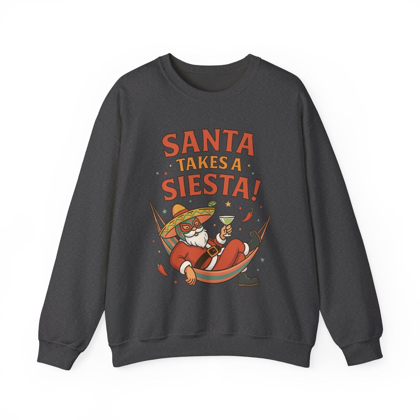 Santa Takes a Siesta Funny Christmas Sweatshirt for Men, Mexican Holiday Jumper