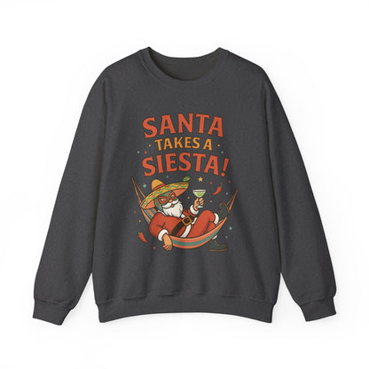 Santa Takes a Siesta Funny Christmas Sweatshirt for Men, Mexican Holiday Jumper