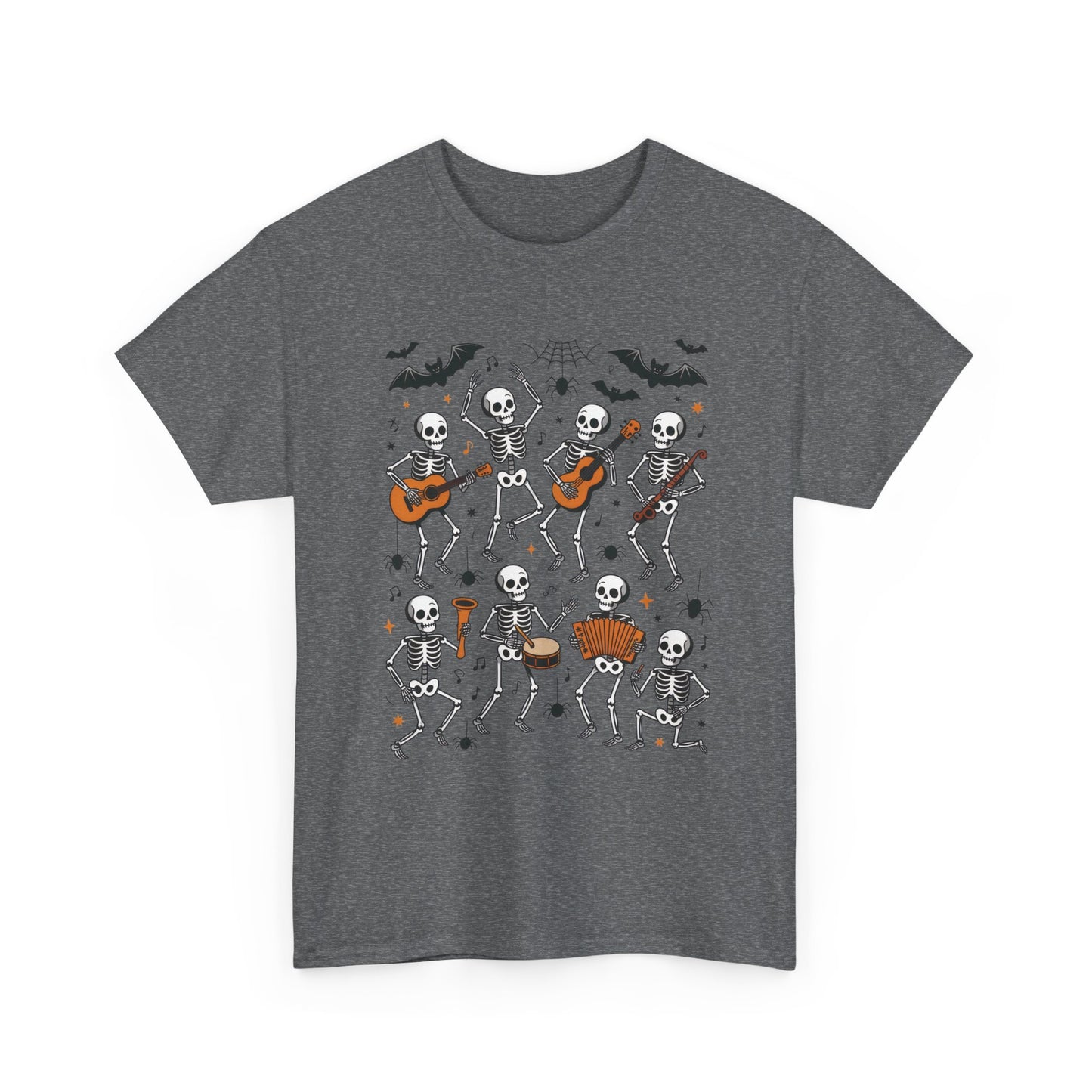 Dancing Skeleton Band Halloween T-Shirt for Women, Funny Spooky Music Tee, Cute Skeleton Party Shirt, Retro Halloween Top Gift Idea