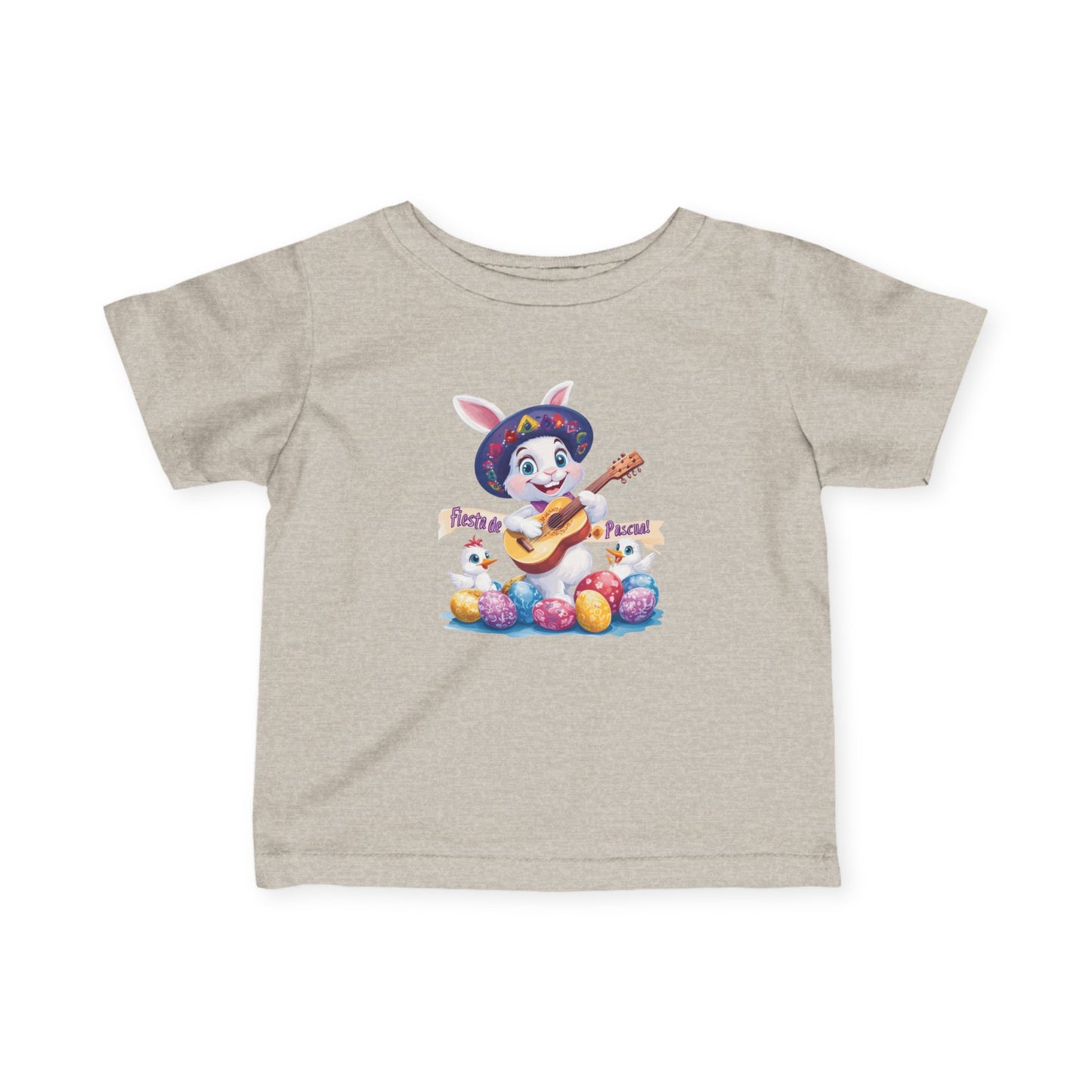 Fiesta de Pascua Baby T-Shirt - Cute Mexican Easter Bunny Tee with Guitar, Fun Spring Outfit for Infants 6 - 24 Months, Holiday Gift Idea