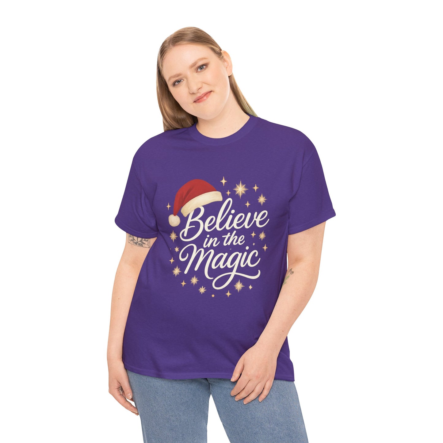 Believe in the Magic Christmas Women's Shirt, Santa Hat Holiday Tee