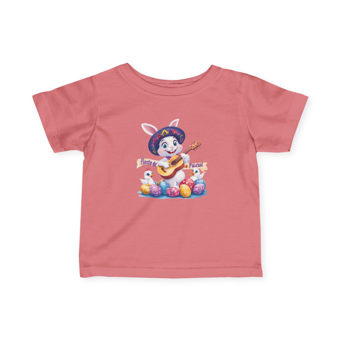 Fiesta de Pascua Baby T-Shirt - Cute Mexican Easter Bunny Tee with Guitar, Fun Spring Outfit for Infants 6 - 24 Months, Holiday Gift Idea