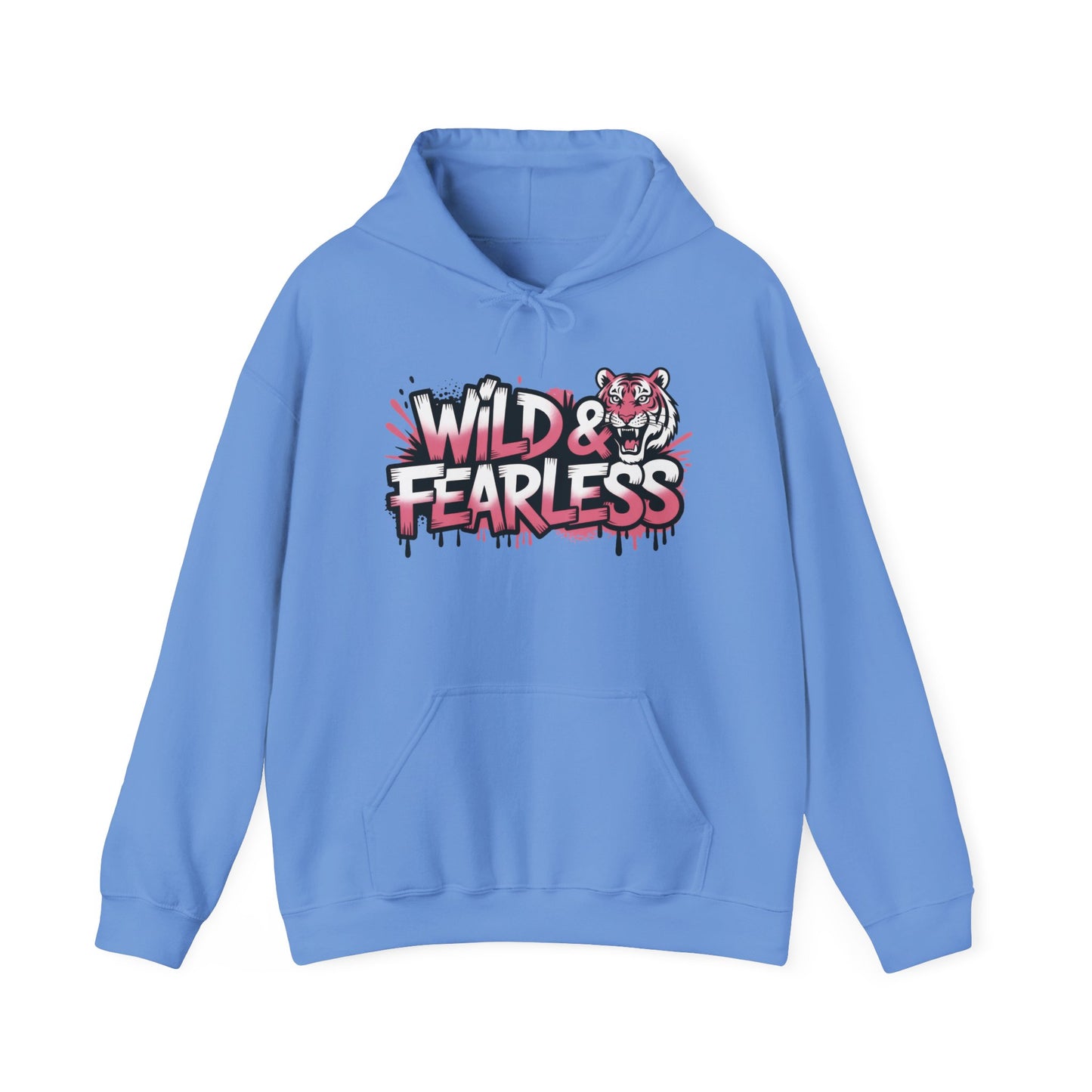 Women's Hoodie Wild & Fearless, Tiger Graffiti Graphic Pullover, Bold Urban Streetwear Hoodie