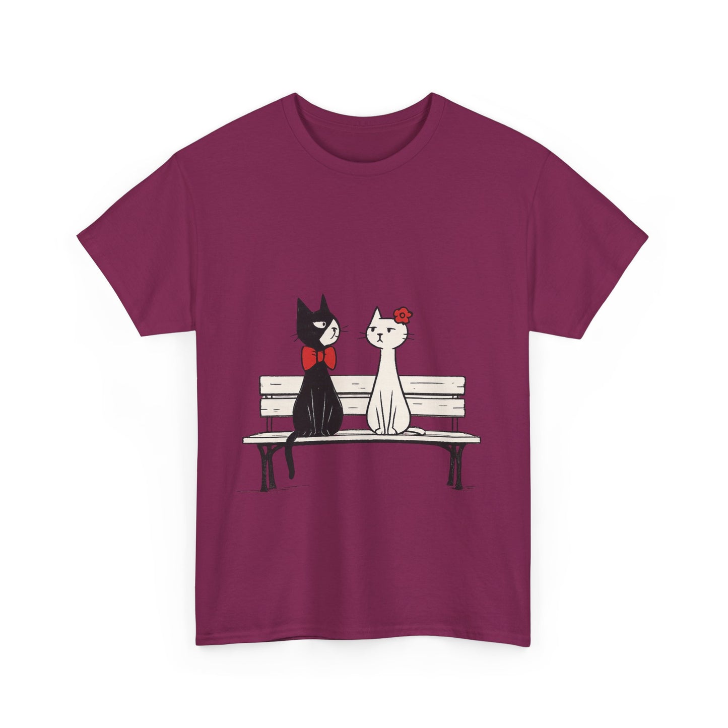 Cute Cat Lovers Tee, Womens Heavy Cotton Tee for Pet Owners, Funny Cat Shirt, Gift for Cat Lovers, Casual T-Shirt, Animal Art Tee
