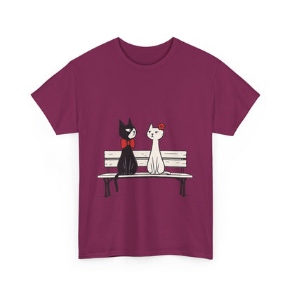 Cute Cat Lovers Tee, Womens Heavy Cotton Tee for Pet Owners, Funny Cat Shirt, Gift for Cat Lovers, Casual T-Shirt, Animal Art Tee
