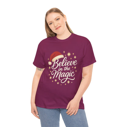 Believe in the Magic Christmas Women's Shirt, Santa Hat Holiday Tee