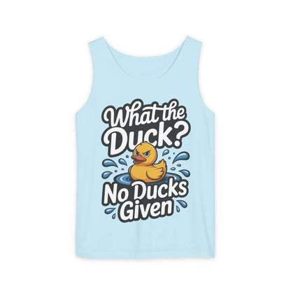 Funny Duck Tank Top for Summer - No Ducks Given Tee - What The Duck Mens T-Shirt - Sarcastic Rubber Duck Graphic, Humor Gift For Him