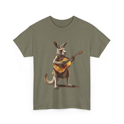 Kangaroo Musician Tee, Fun Graphic Shirt, Unisex Cotton Tee, Gift for Music Lovers, Aussie Music Lover Gift, Guitar Playing Kangaroo T-Shirt