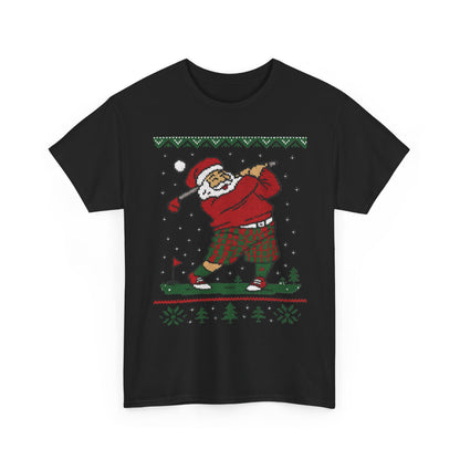 Funny Golfing Santa Christmas T-Shirt, Ugly Christmas Golf Shirt for Men, Holiday Golf Player Tee