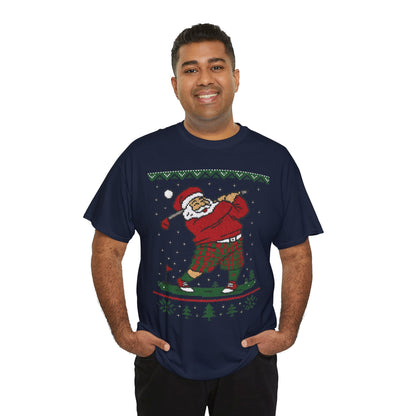 Funny Golfing Santa Christmas T-Shirt, Ugly Christmas Golf Shirt for Men, Holiday Golf Player Tee