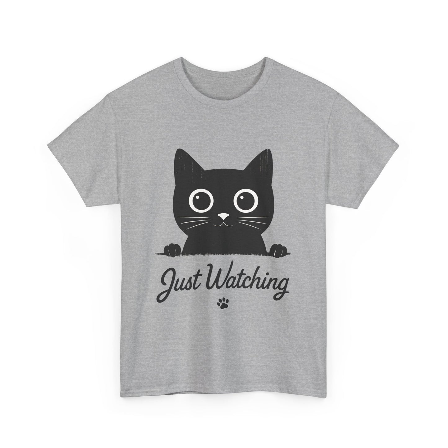 Cute Black Cat Shirt for Women - Just Watching Minimalist Kitty Tee - Funny Cat Lover Gift, Funny Pet Lover Gift, Animal Lover Tee