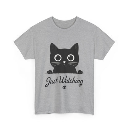 Cute Black Cat Shirt for Women - Just Watching Minimalist Kitty Tee - Funny Cat Lover Gift, Funny Pet Lover Gift, Animal Lover Tee