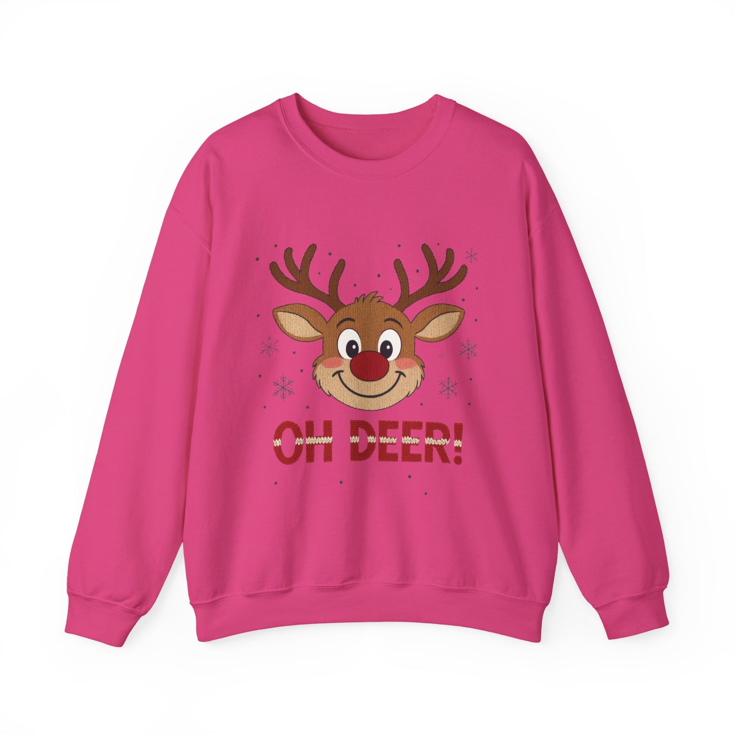 Womens Oh Deer Christmas Sweatshirt, Cute Reindeer Holiday Pullover, Women's Crewneck Sweatshirt
