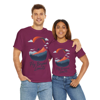 Paragliding Adventure T-Shirt, Mountain Landscape Tee, Nature Travel Lover Shirt, Outdoor Hiking Gift, Unisex Heavy Cotton Tee