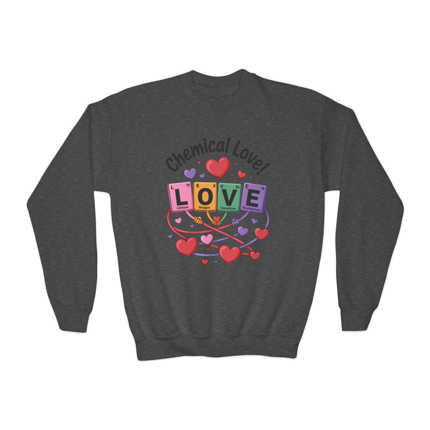 Chemical Love Youth Sweatshirt, Cute Crewneck, Trendy Teen Apparel, Cozy Casual Style, Valentine's Day Gift For Girl, Birthday