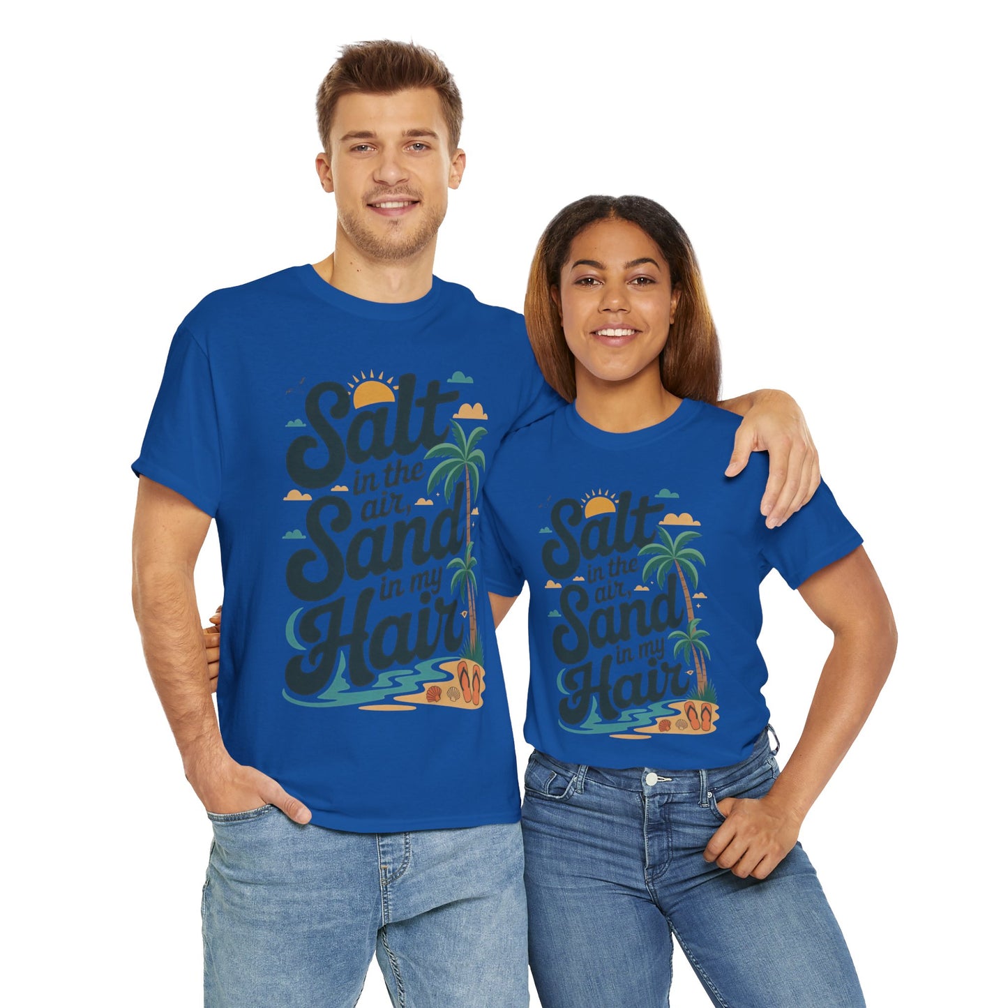 Salt in the Air Sand in My Hair Shirt, Beach Summer Vibes Graphic T-Shirt, Tropical Ocean Palm Design, Ocean-Themed Shirt, Gift Beach Lovers
