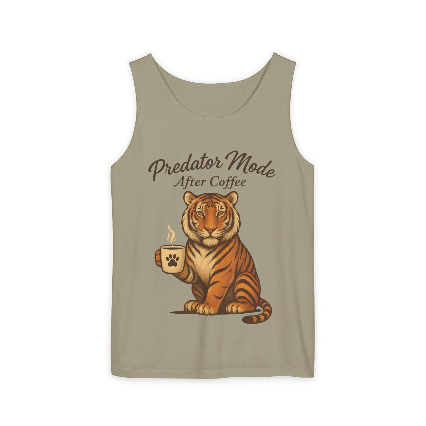 Predator Mode After Coffee Tank Top - Funny Coffee Lover Mens Muscle Tank - Tiger Caffeine Gym Shirt - Morning Motivation Top