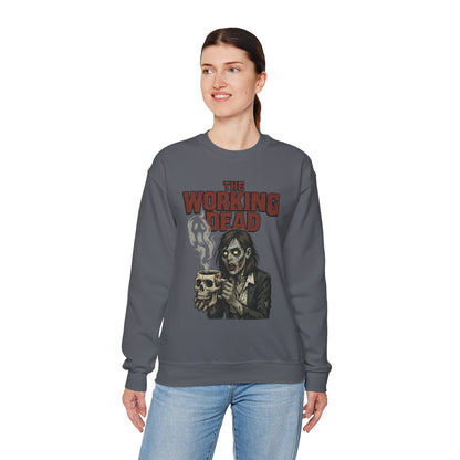 The Working Dead Women's Zombie Sweatshirt, Halloween Zombie Top, Work Humor Sweatshirt, Women's Heavy Blend™ Crewneck Sweatshirt