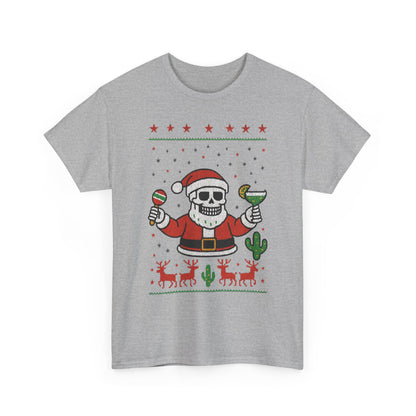 Skeleton Santa Funny Christmas T-Shirt for Men, Margarita - Maracas Holiday Tee