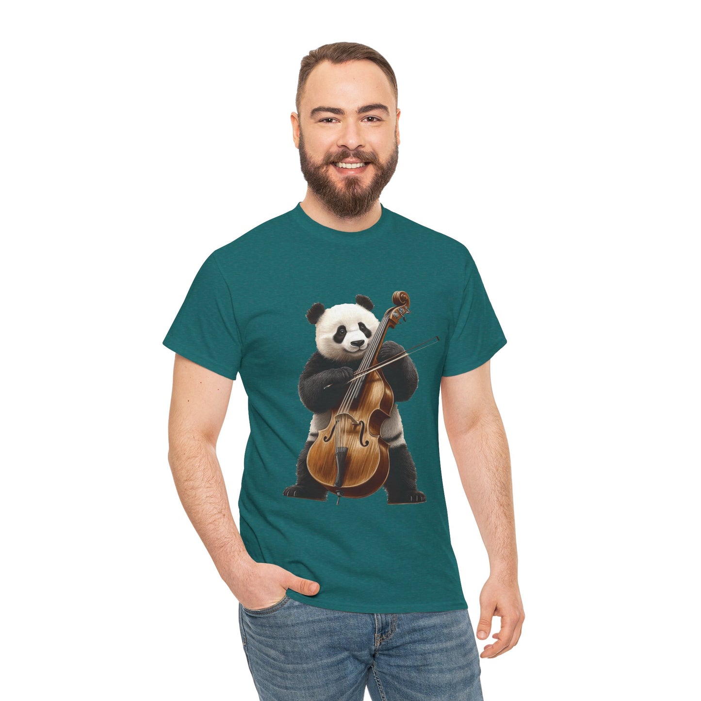Panda Musician Tee - Cute Animal Graphic Shirt for Music Lovers, Gift for Panda Fans, Unique Concert Outfit, Casual Wear, Cellist Panda