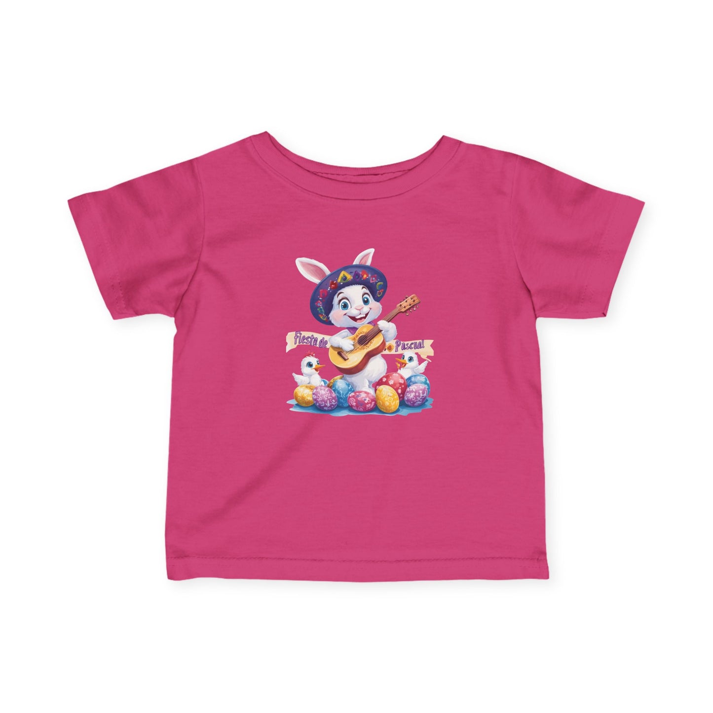 Fiesta de Pascua Baby T-Shirt - Cute Mexican Easter Bunny Tee with Guitar, Fun Spring Outfit for Infants 6 - 24 Months, Holiday Gift Idea