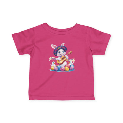 Fiesta de Pascua Baby T-Shirt - Cute Mexican Easter Bunny Tee with Guitar, Fun Spring Outfit for Infants 6 - 24 Months, Holiday Gift Idea