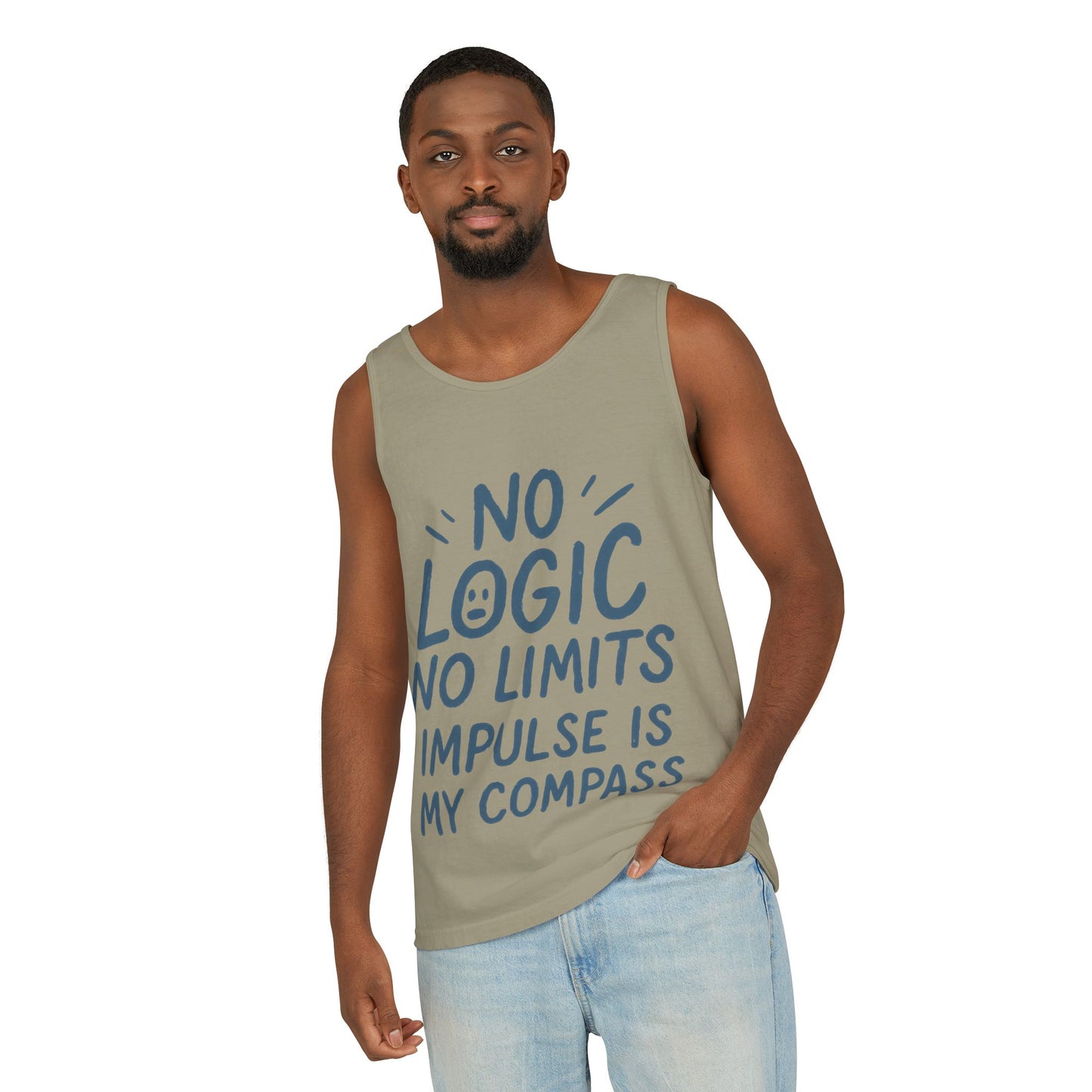 Funny Mens Tank Top, No Limits Impulse Quote, Relaxed Fit Tee, Casual Wear for Creatives, Gift for Artists Impulsive Style Shirt