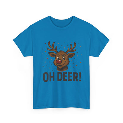 Men's Oh Deer Funny Christmas T-Shirt, Reindeer Holiday Graphic Tee