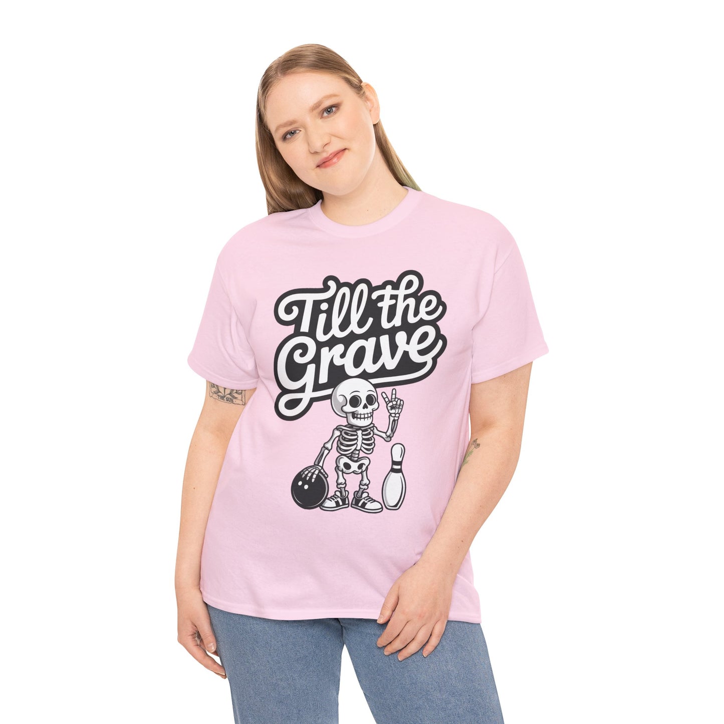 Funny Skeleton Bowling Womens Tee, Till the Grave, Funny Shirt, Halloween Gift, Skull Graphic, Casual Wear, Sporty Style