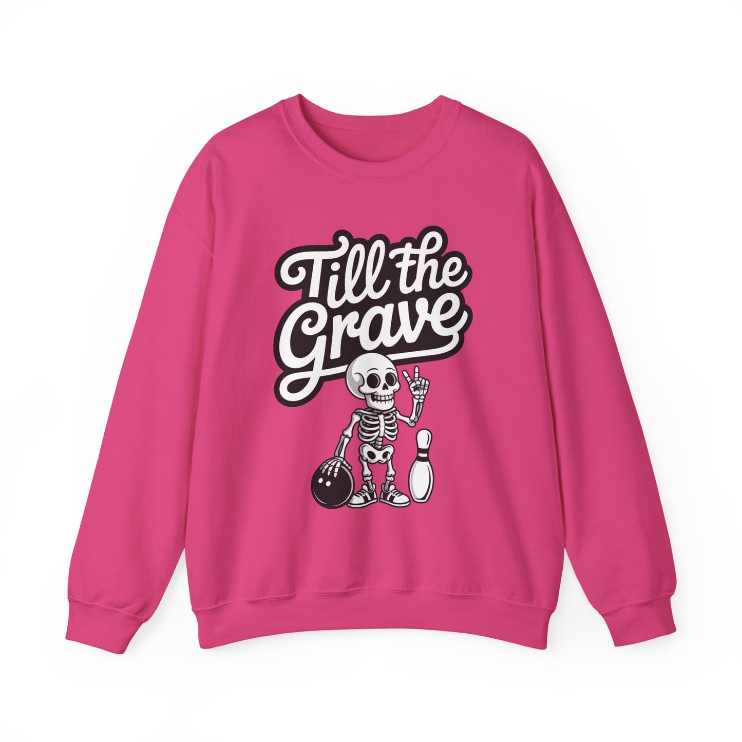 Funny Skeleton Bowling Sweatshirt, Womens Crewneck, Halloween Gift, Casual Wear, Till the Grave Sweatshirt, Bowling Lover Apparel