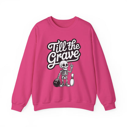 Funny Skeleton Bowling Sweatshirt, Womens Crewneck, Halloween Gift, Casual Wear, Till the Grave Sweatshirt, Bowling Lover Apparel
