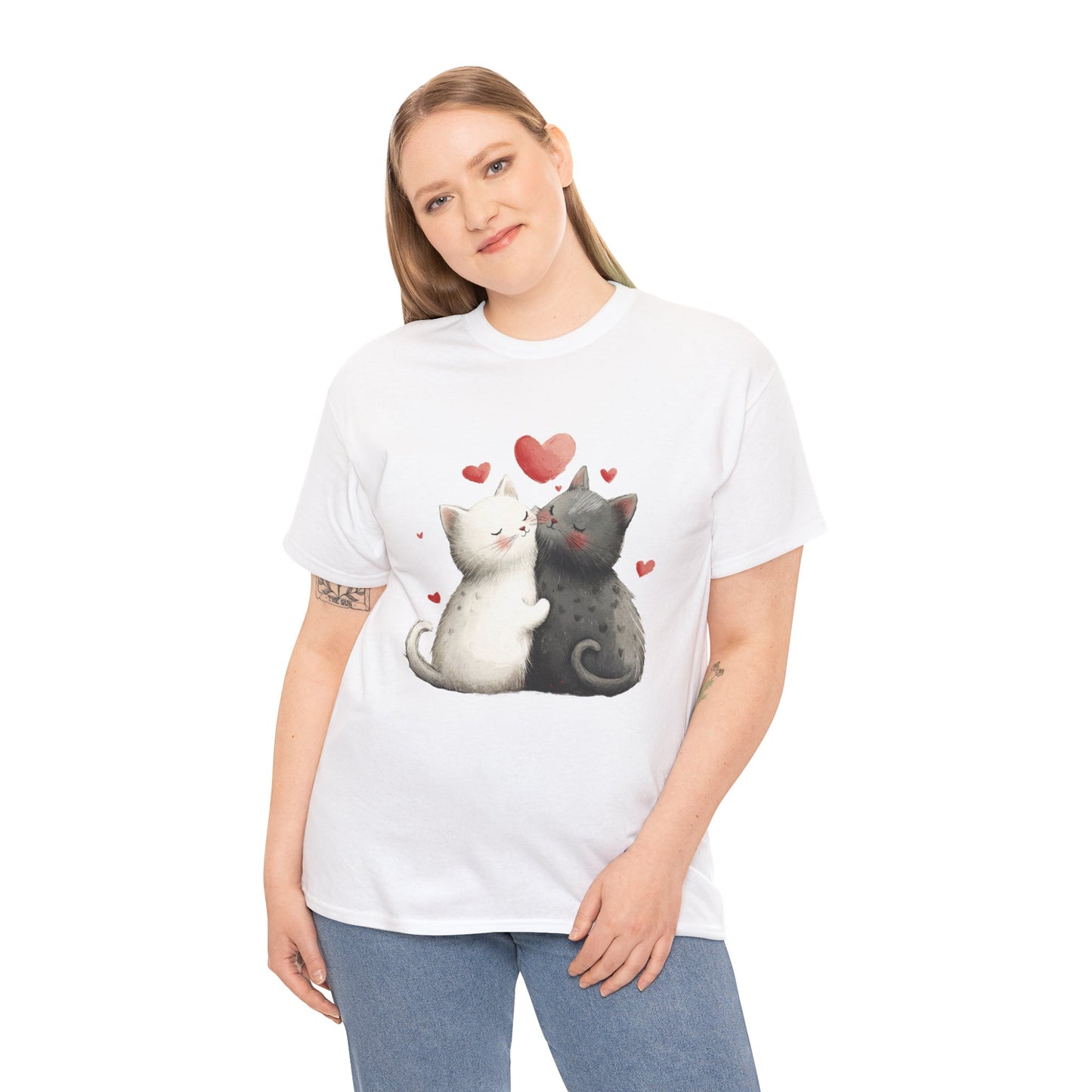 Cute Cat Love T-Shirt, Adorable Feline Couple Tee, Gift for Cat Lovers, Valentine's Day Shirt, Cozy Everyday Wear, Cat Mom T-Shirt