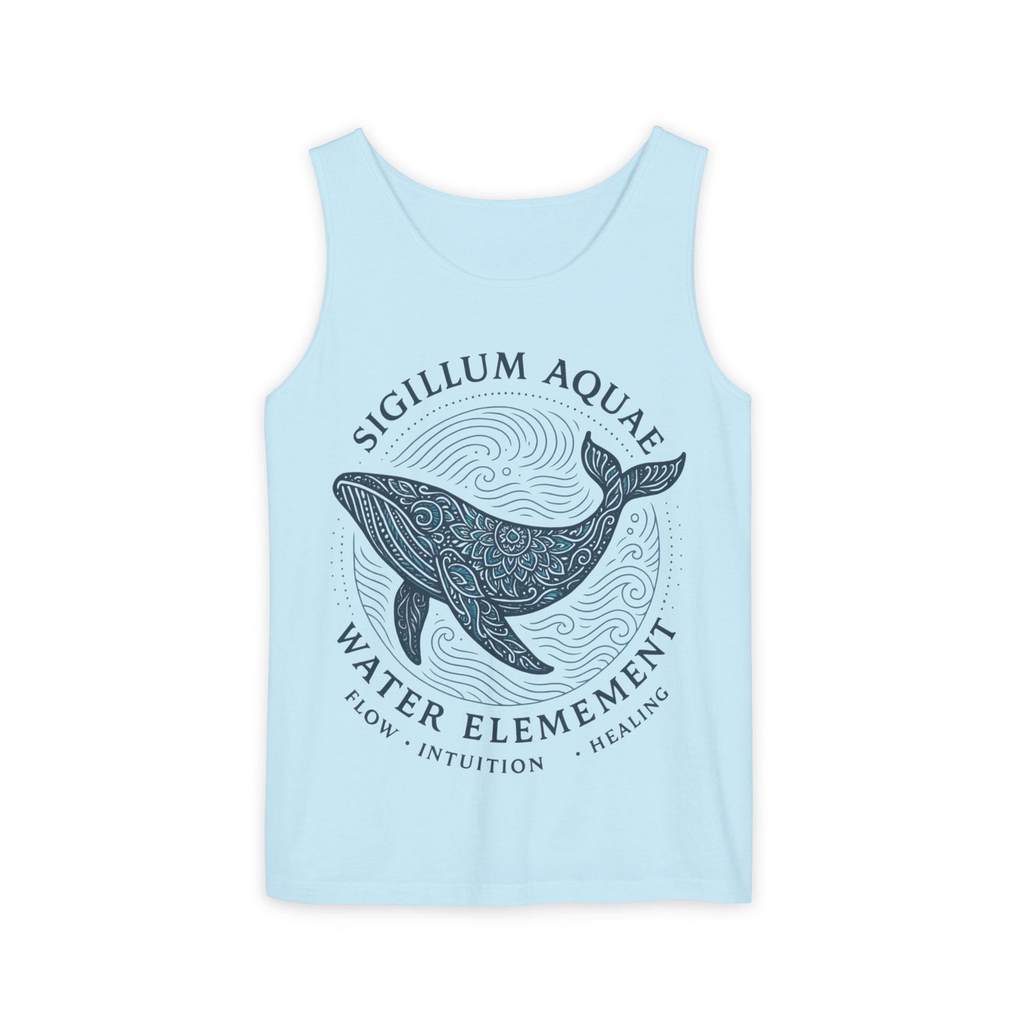 Water Element Whale Tank Top, Sigillum Aquae Symbol, Spiritual Ocean Totem Tee, Nature Energy Tee, Beachwear, Mindfulness Fashion