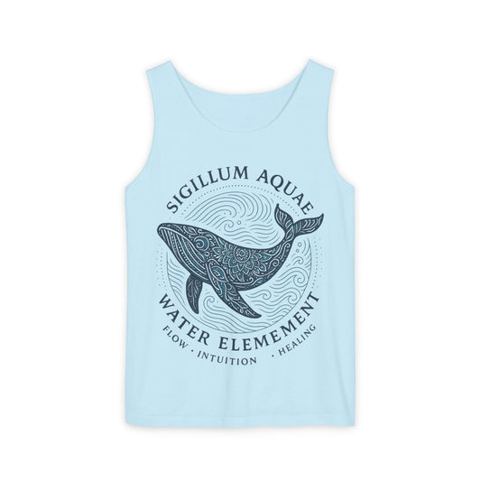 Water Element Whale Tank Top, Sigillum Aquae Symbol, Spiritual Ocean Totem Tee, Nature Energy Tee, Beachwear, Mindfulness Fashion
