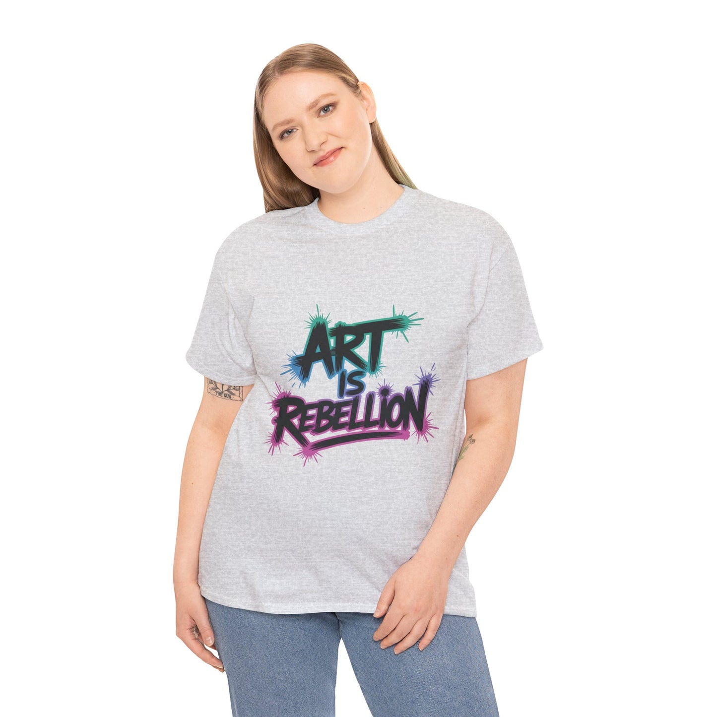 Art Is Rebellion Women's Graphic T-Shirt, Graffiti Street Art Tee, Bold Rebel Statement Top