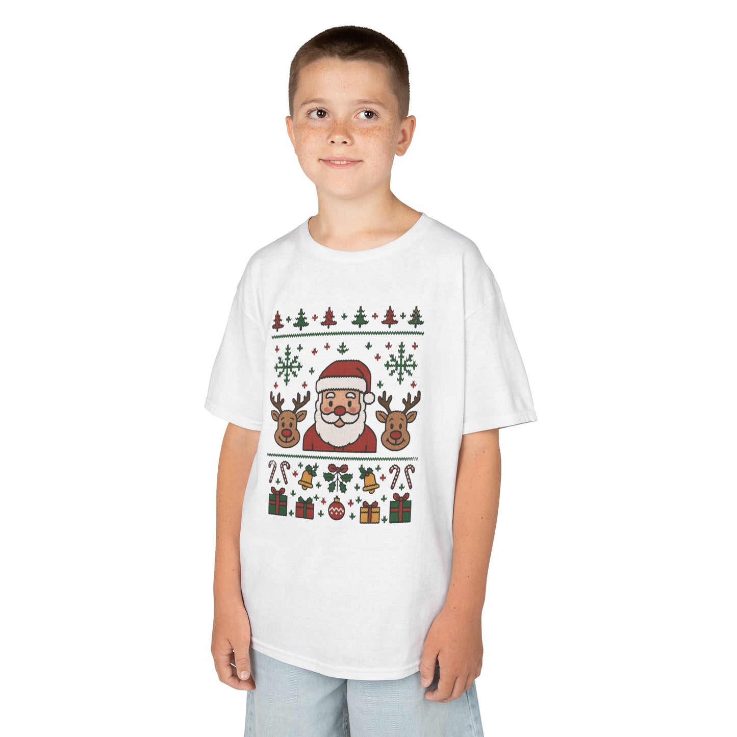 Santa - Reindeer Christmas Shirt for Kids, Cute Holiday Tee, Kids Heavy Cotton™ Tee