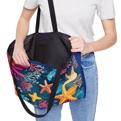 Colorful Starfish Weekender Tote Bag, Beach Essentials, Summer Travel, Vacation, Poolside Carryall, Eco-Friendly Bag, Beach Bag
