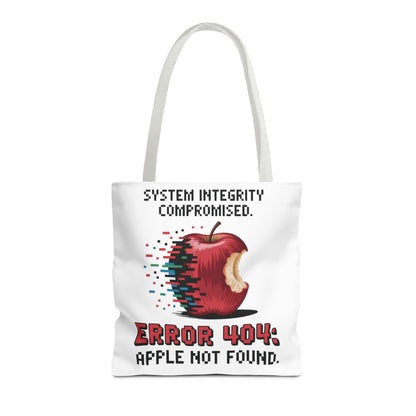Error 404 Apple Tote Bag, Geek Tote, Funny Shopping Bag, Gift for Tech Lovers, Apple Lovers Tote, Digital Design Bag, Weekender Bag, Beach Bag, Large Canvas Bag