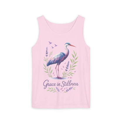 Polygonal Heron Graphic Tank, Womens Artistic Bird Summer Top, Geometric Crane, Bird Lovers Gift, Yoga Shirt, Fitness Apparel, Casual Wear