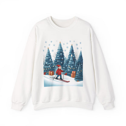 Womens Christmas Skiing Sweatshirt, Cozy Winter Holiday Pullover, Women's Heavy Blend™ Crewneck Sweatshirt