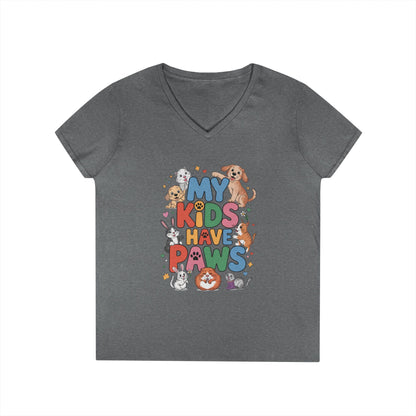 My Kids Have Paws V-Neck T-Shirt, Pet Lover Gift, Cute Animal Shirt, Cute Pet Mom Tee, Animal Parent T-Shirt,  Dog Cat Bunny Lover Gift