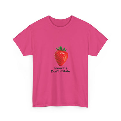 Strawberry Women's Heavy Cotton Tee, Innovate Don't Imitate Shirt,  Graphic Tee, Casual Wear, Gift Idea, Summer Style, Witty Design T-Shirt