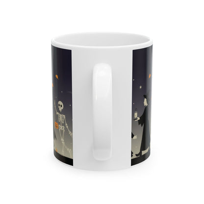 Halloween Night Parade Mug, Witches, Ghosts, Skeletons, Spooky Night Coffee Cup, Gothic Fall Gift for Her - HimCeramic Mug, (11oz, 15oz)