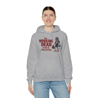 The Working Dead 9-to-5 Apocalypse Hoodie, Women's Horror Office Zombie Sweatshirt, Halloween Zombie Top, Halloween Work Top