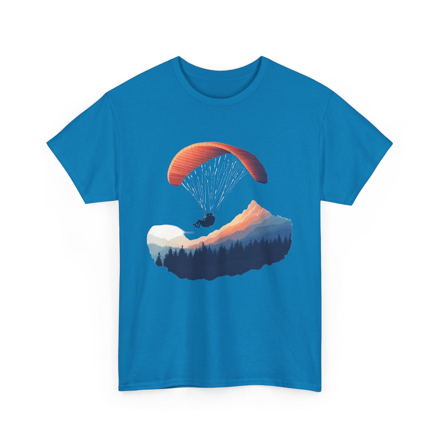 Paragliding Adventure T-Shirt, Mountain Landscape Tee, Nature Travel Lover Shirt, Outdoor Hiking Gift, Unisex Heavy Cotton Tee