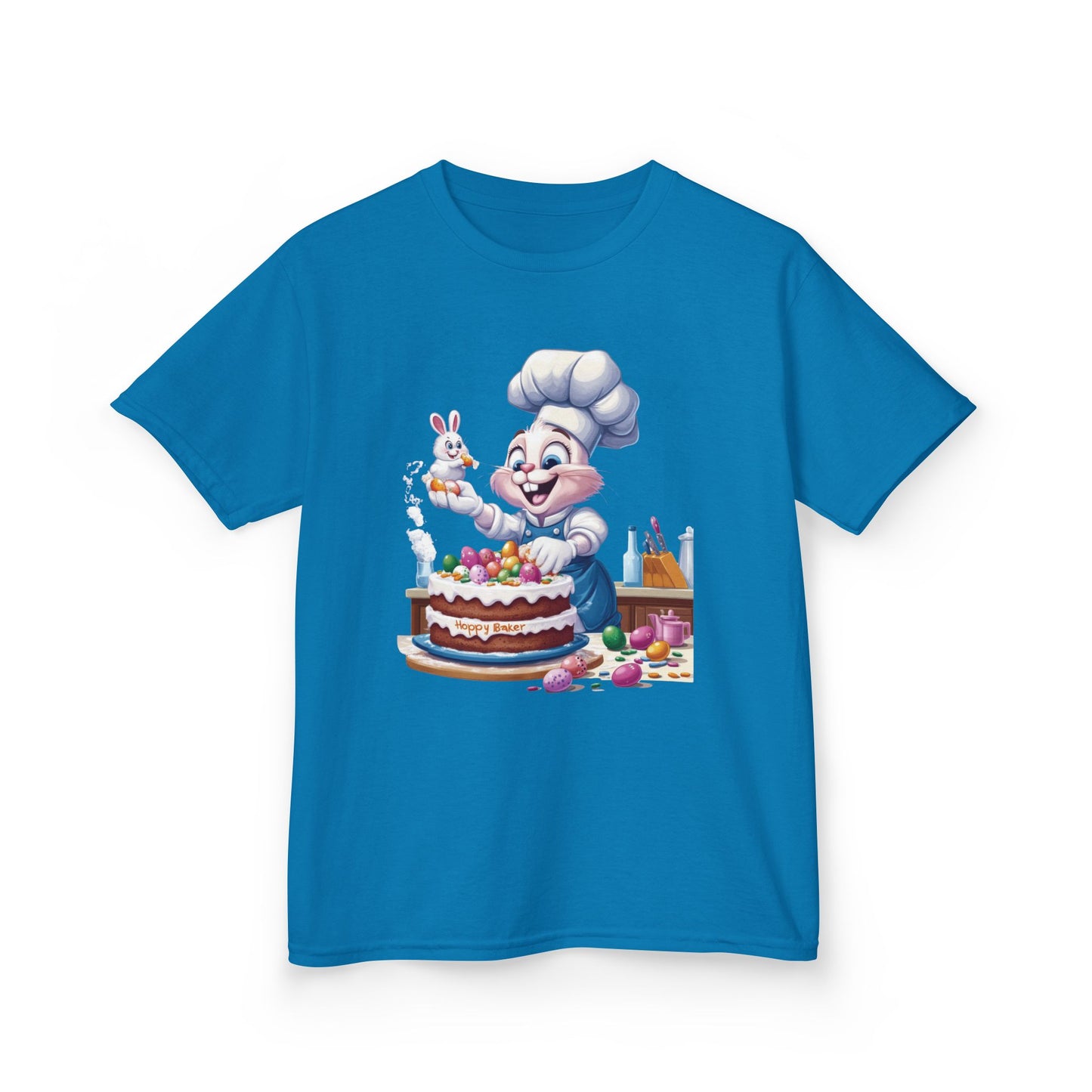 Pastry Chef Easter Bunny T-Shirt - Cute Spring Tee with Chef Bunny and Colorful Cake, Fun Holiday Gift for Kids and Bunny Lovers